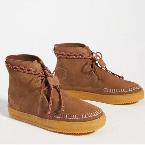 Anthropologie Laidback London Argo High Top Moccasins - Brown Suede, EU Size 41 - Picture 1 of 9
